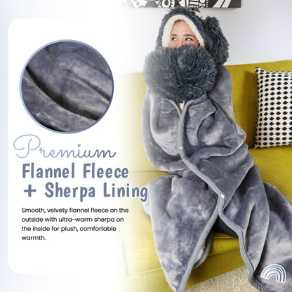 Penguin Wearable Hooded Blanket - Warm & Cozy Oversized Blanket Hoodie with Hand Gloves- Penguin Hoodie Blanket Gift for Women, Adults, Kids