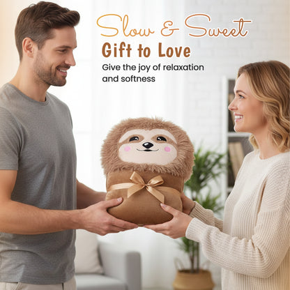 Sloth Wearable Hooded Blanket with Pendant Necklace - Cozy Oversized Blanket Hoodie with Claws Hand Gloves- Gift for Women, Adults and Kids