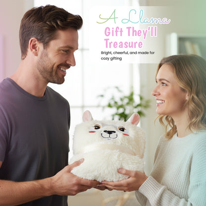 Llama Wearable Hooded Blanket - Cozy Oversized Blanket Hoodie with Claws Hand Gloves - Plush Flurry Fleece & Sherpa Hoodie - Gift for Women, Adults, and Kids